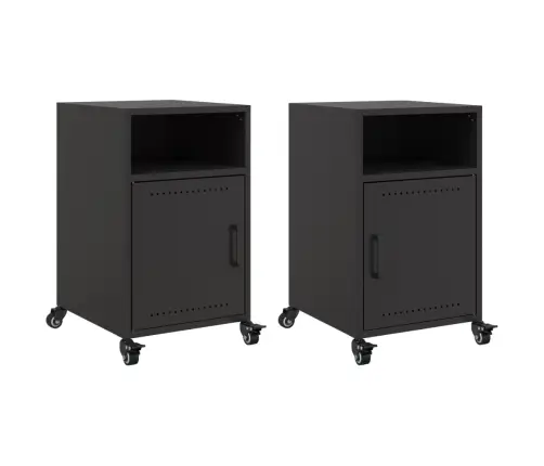 Naktsskapīši, 2 Gab., Melni, 36X39X59 Cm, Tērauds Vidaxl Naktsskapīši, 2 Gab., Melni, 36X39X59 Cm, Tērauds Vidaxl