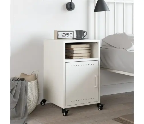 Naktsskapītis, Balts, 36X39X59 Cm, Tērauds Vidaxl