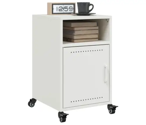 Naktsskapītis, Balts, 36X39X59 Cm, Tērauds Vidaxl