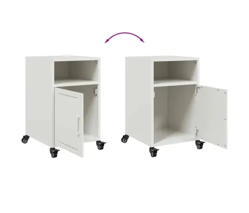 Naktsskapītis, Balts, 36X39X59 Cm, Tērauds Vidaxl