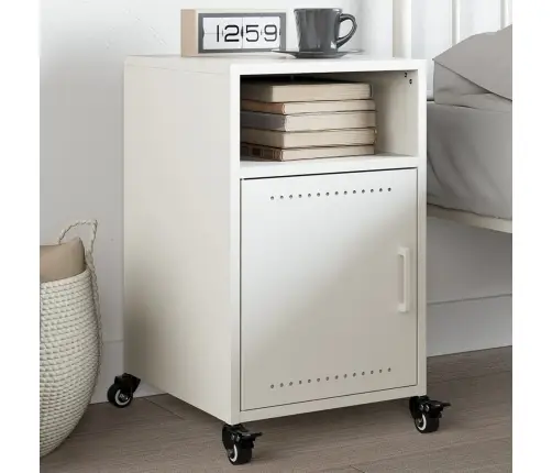 Naktsskapītis, Balts, 36X39X59 Cm, Tērauds Vidaxl