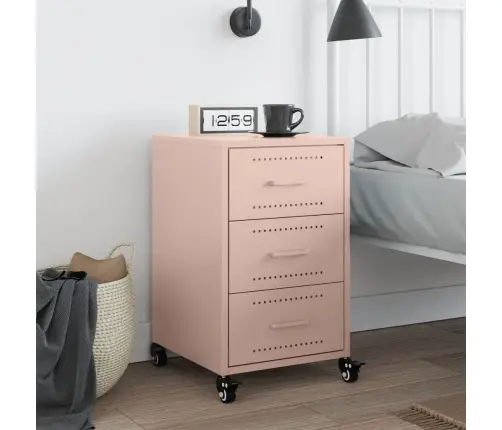 Naktsskapītis, Rozā, 36X39X59 Cm, Tērauds Vidaxl