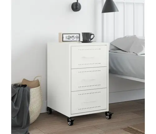 Naktsskapītis, Balts, 36X39X59 Cm, Tērauds Vidaxl