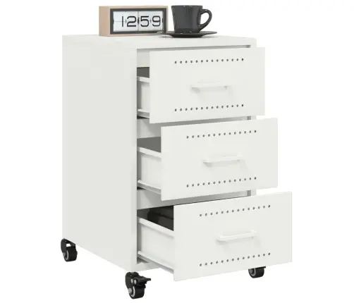 Naktsskapītis, Balts, 36X39X59 Cm, Tērauds Vidaxl