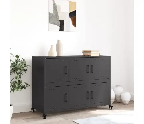 Šoninė Spintelė, Juoda, 100,5X39X72cm Šaltai Valcuotas Plienas