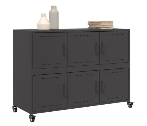 Šoninė Spintelė, Juoda, 100,5X39X72cm Šaltai Valcuotas Plienas