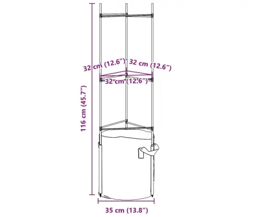 Pomidorų Narvas Su Augalų Maišeliu, 2Vnt., 116cm Plienas Ir Pp Pomidorų Narvas Su Augalų Maišeliu, 2Vnt., 116cm Plienas Ir Pp