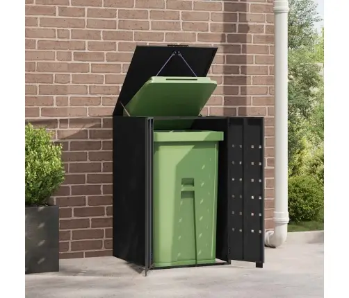 Atkritumu Tvertņu Novietne, Melna, 69X79X117 Cm, Tērauds Vidaxl