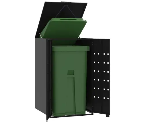 Atkritumu Tvertņu Novietne, Melna, 69X79X117 Cm, Tērauds Vidaxl
