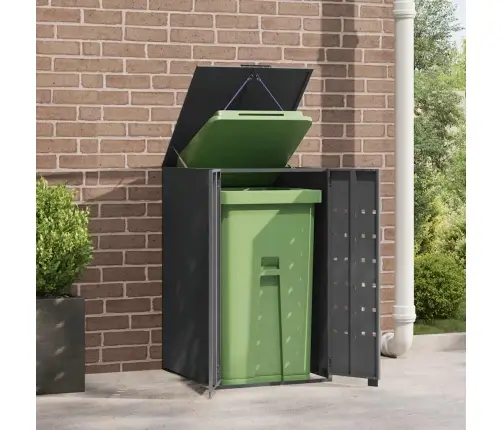 Ratastel Prügikasti Hoiuruum Ühele Prügikastile, Antratsiithall, 69 X 79 X 117 cm Teras