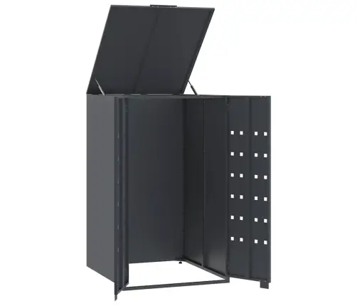 Ratastel Prügikasti Hoiuruum Ühele Prügikastile, Antratsiithall, 69 X 79 X 117 cm Teras