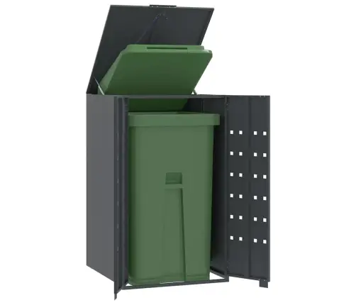 Ratastel Prügikasti Hoiuruum Ühele Prügikastile, Antratsiithall, 69 X 79 X 117 cm Teras