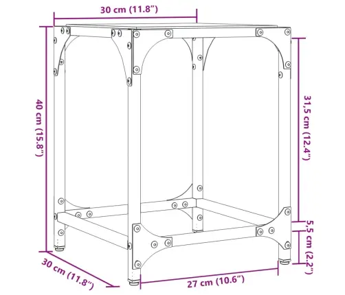 Kohvilaud, Läbipaistev Klaasplaat, 30X30X40 cm Teras