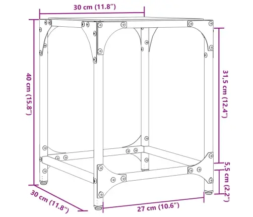 Kohvilaud, Must Klaasplaat, 30X30X40 cm Teras