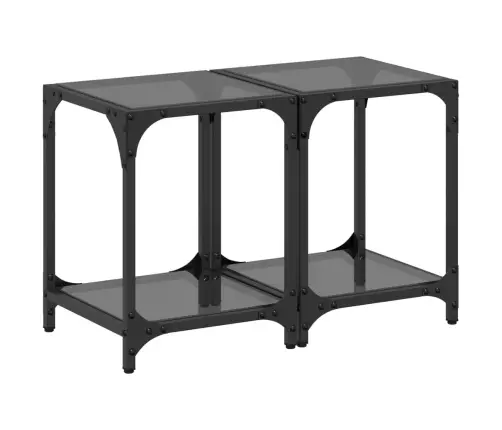 Kafijas Galdiņi Ar Melnu Stikla Virsmu, 2 Gab., 30X30X40 Cm Vidaxl