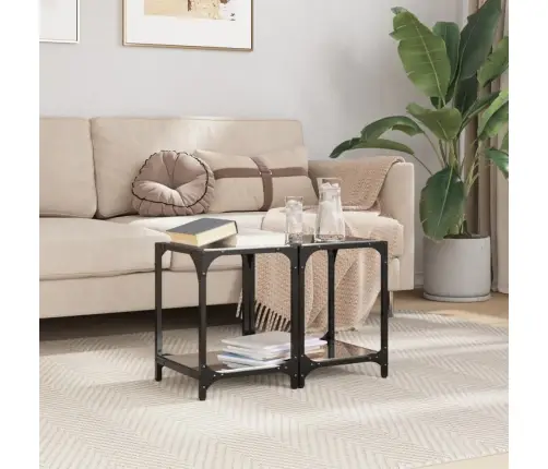 Kafijas Galdiņi Ar Melnu Stikla Virsmu, 2 Gab., 30X30X40 Cm Vidaxl