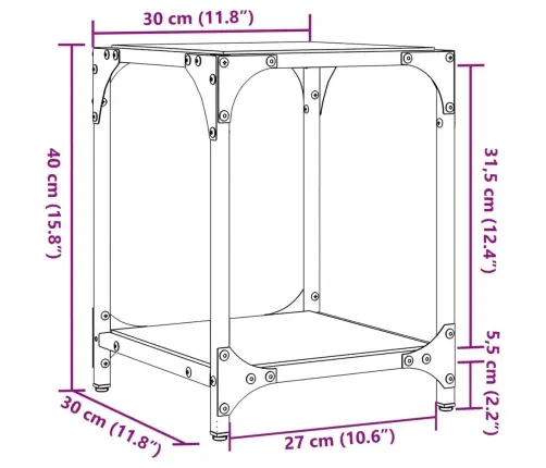Kafijas Galdiņi Ar Melnu Stikla Virsmu, 2 Gab., 30X30X40 Cm Vidaxl