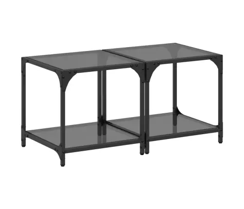 Kafijas Galdiņi Ar Melnu Stikla Virsmu, 2 Gab., 40X40X40 Cm Vidaxl