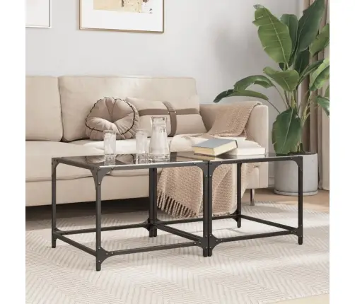 Kohvilauad 2 Tk, Must Klaasplaat, 50X50X40 cm Teras