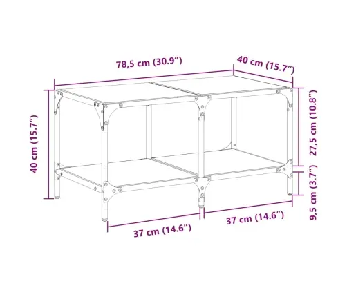 Kavos Staliukas Su Skaidriu Stalviršiu, 78,5X40X40cm Plienas