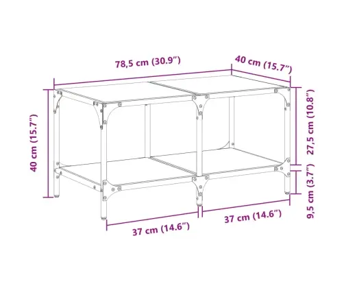 Kohvilaud, Must Klaasplaat, 78,5X40X40 cm Teras Kohvilaud, Must Klaasplaat, 78,5X40X40 cm Teras