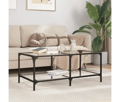 Kafijas Galdiņš, 98,5X50X40 Cm, Caurspīdīgs, Rūdīts Stikls Vidaxl