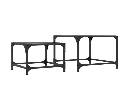 Galdiņi Ar Melnu Stikla Virsmu, 2 Gab., Tērauds Vidaxl