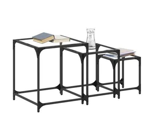 Galdiņi, 3 Gab., Caurspīdīga Stikla Virsma, Tērauds Vidaxl