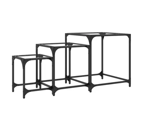 Galdiņi, 3 Gab., Caurspīdīga Stikla Virsma, Tērauds Vidaxl