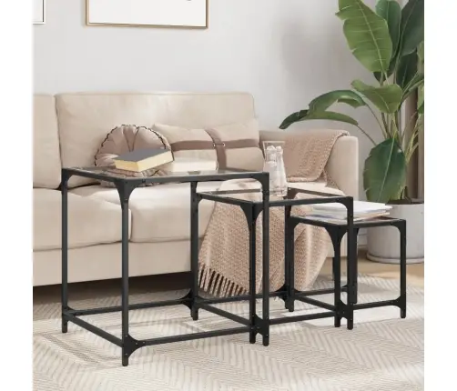 Galdiņi, 3 Gab., Caurspīdīga Stikla Virsma, Tērauds Vidaxl