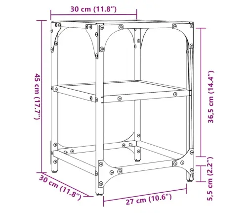 Kafijas Galdiņi Ar Melnu Stikla Virsmu, 2 Gab., 30X30X45 Cm Vidaxl