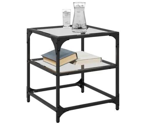 Kavos Staliukas Su Skaidriu Stalviršiu, 40X40X45cm Plienas