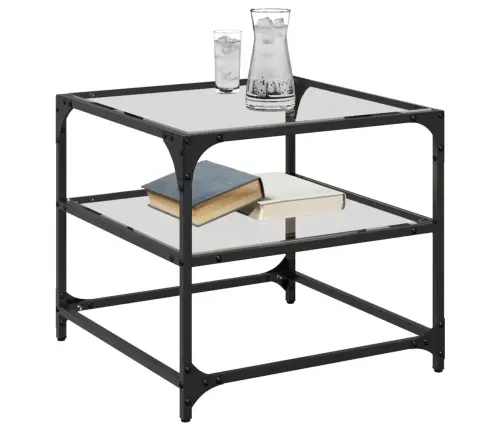 Kavos Staliukas Su Skaidriu Stalviršiu, 50X50X45cm Plienas