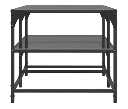 Kafijas Galdiņš Ar Melnu Stikla Virsmu, 98,5X50X45 Cm, Tērauds Vidaxl