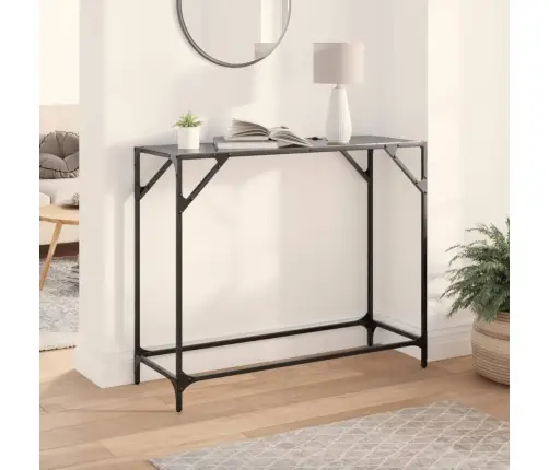 Konsoles Galds Ar Melnu Stikla Virsmu, 98X35X81 Cm, Tērauds Vidaxl