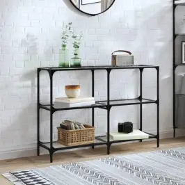 Konsoles Galdiņš, 118,5X30X81 Cm, Caurspīdīgs, Rūdīts Stikls Vidaxl