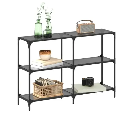 Konsoles Galds Ar Melnu Stikla Virsmu, 118,5X30X81 Cm, Tērauds Vidaxl