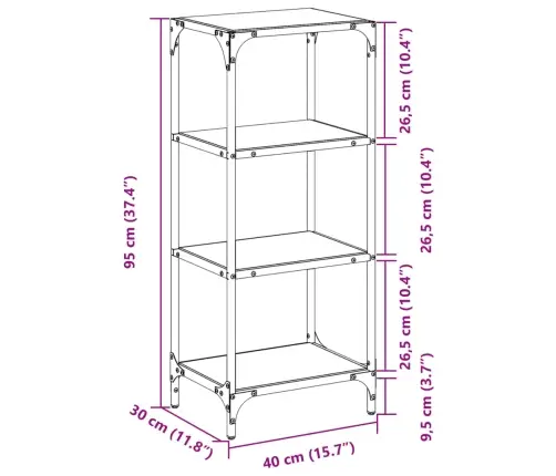 Lentyna Daiktams Su Stiklinėmis Lentynomis, 40X30X95cm Plienas