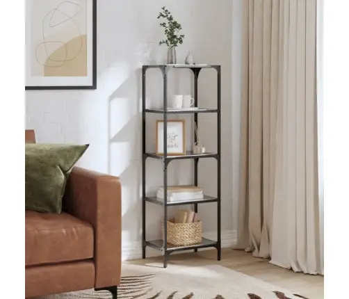 Plaukts, 40X30X123 Cm, Melns, Rūdīts Stikls, Tērauds Vidaxl