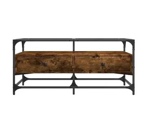 Kafijas Galdiņš Ar Stikla Virsmu Ozola 98,5X50X45 Cm Tērauds Vidaxl