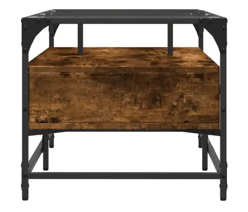 Kafijas Galdiņš Ar Stikla Virsmu Ozola 98,5X50X45 Cm Tērauds Vidaxl