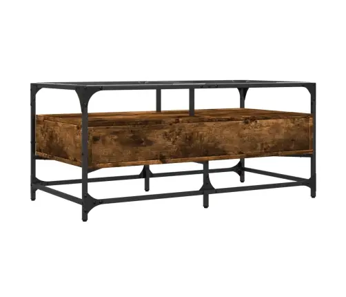 Kafijas Galdiņš Ar Stikla Virsmu Ozola 98,5X50X45 Cm Tērauds Vidaxl