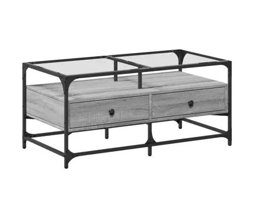 Kohvilaud Klaasplaadiga, Hall Sonoma Tamm, 98,5X50X45 cm Teras