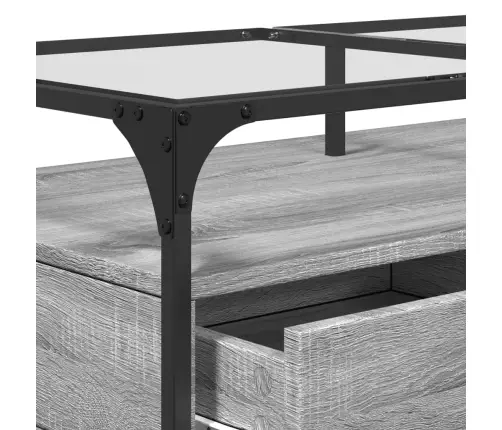 Kohvilaud Klaasplaadiga, Hall Sonoma Tamm, 98,5X50X45 cm Teras