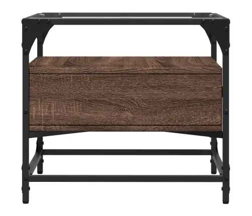 Kafijas Galdiņš Ar Stikla Virsmu Ozola Krāsa 50X50X45Cm Tērauds Vidaxl Kafijas Galdiņš Ar Stikla Virsmu Ozola Krāsa 50X50X45Cm Tērauds Vidaxl