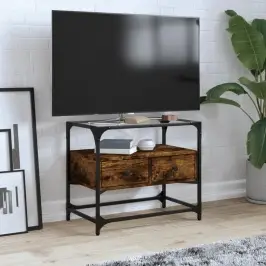 Tv Skapītis, Stikla Virsma, Ozola, 60X35X51 Cm, Konstruēts Koks Vidaxl