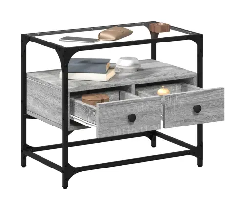 Tv Skapītis, Stikla Virsma, Pelēks, 60X35X51Cm, Konstruēts Koks Vidaxl