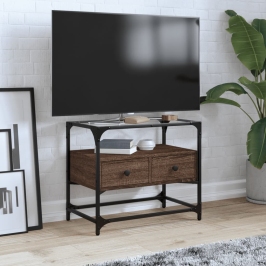 Tv Skapītis, Stikla Virsma, Ozola, 60X35X51 Cm, Konstruēts Koks Vidaxl