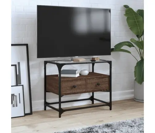 Tv Skapītis, Stikla Virsma, Ozola, 60X35X51 Cm, Konstruēts Koks Vidaxl