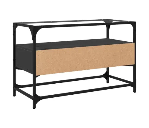 Tv Spintelė Su Stikliniu Stalviršiu, Juoda, 80X35X51cm Mediena